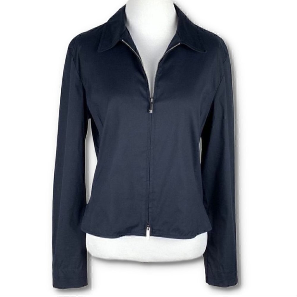 CK Calvin Klein womens light double zip down black Italian jacket Y2k 90s - Picture 1 of 12